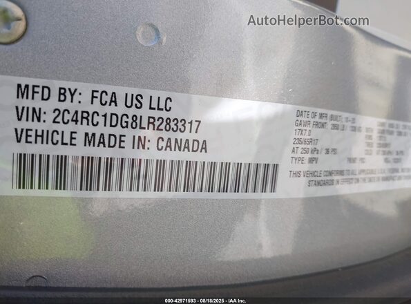 2C4RC1DG8LR283317 2020 CHRYSLER VOYAGER Silver Vista del compartimento del motor