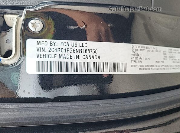 2C4RC1FG6NR168750 2022 CHRYSLER PACIFICA  360 interior view