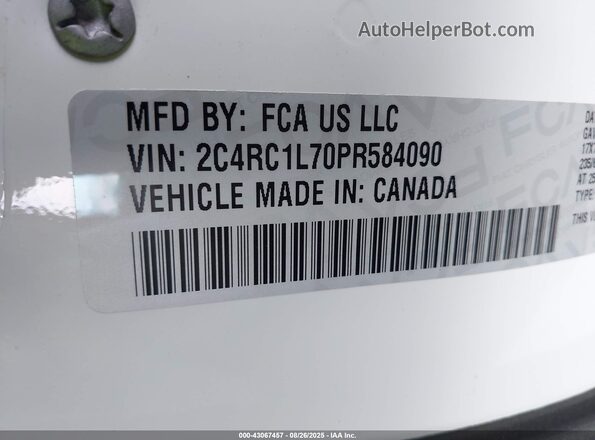 2C4RC1L70PR584090 2023 CHRYSLER PACIFICA Белый Вид подкапотного пространства