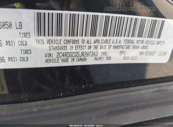 2C4RDGCG5JR207343 2018 DODGE GRAND CARAVAN Black 