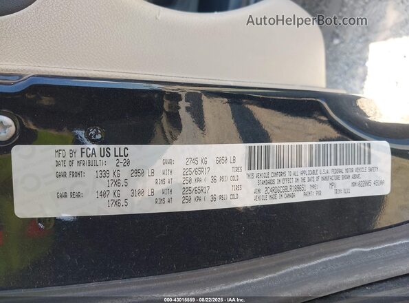 2C4RDGCG8LR189651 2020 DODGE GRAND CARAVAN Black Вид підкапотного простору