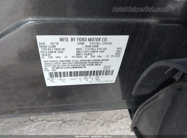 2FMPK3J86JBB89876 2018 FORD EDGE Серый 