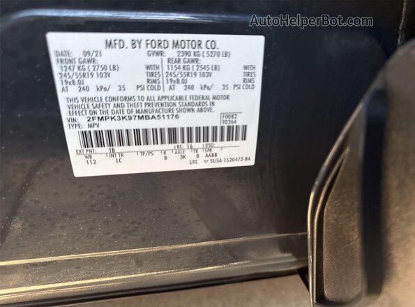 2FMPK3K97MBA51176 2021 FORD EDGE  