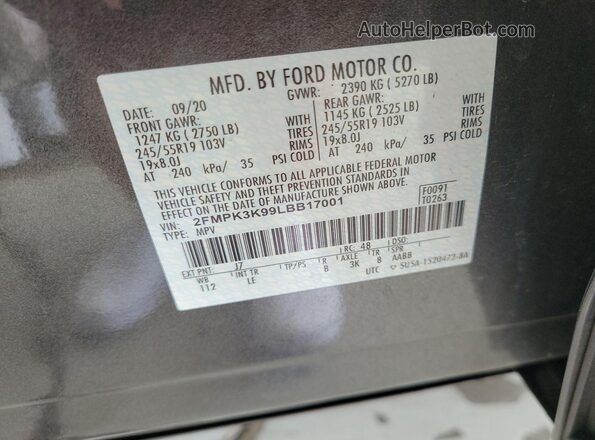 2FMPK3K99LBB17001 2020 FORD EDGE  