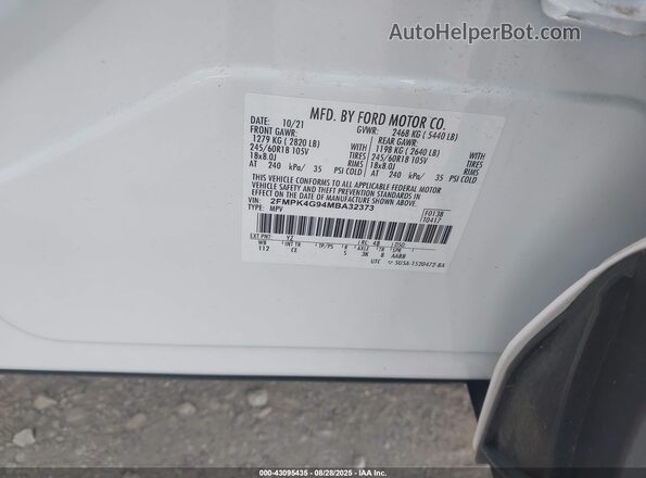 2FMPK4G94MBA32373 2021 FORD EDGE White 