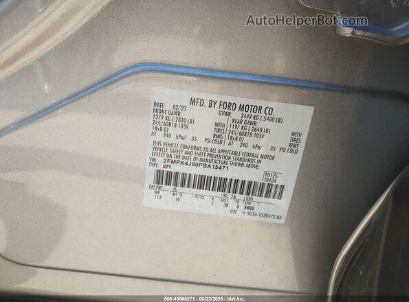2FMPK4J90PBA15471 2023 FORD EDGE Silver Vista del compartimento del motor