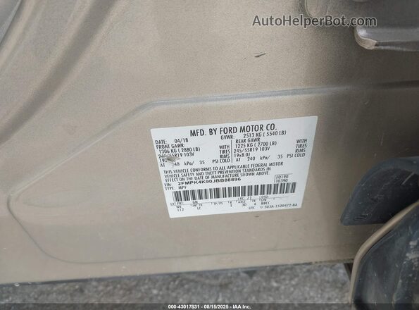 2FMPK4K90JBB88896 2018 FORD EDGE Gold 