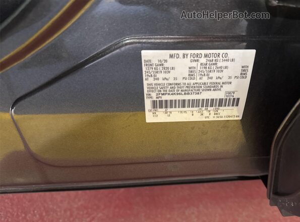 2FMPK4K96LBB37387 2020 FORD EDGE  Задня права чверть