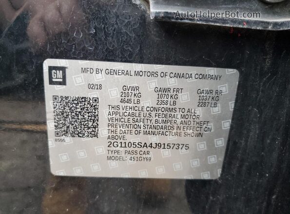 2G1105SA4J9157375 2018 CHEVROLET IMPALA Черный 