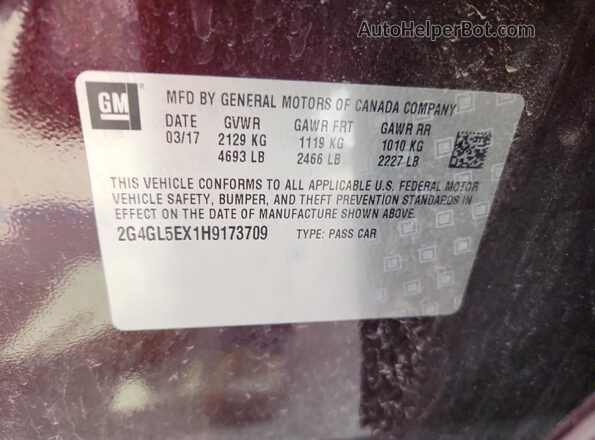 2G4GL5EX1H9173709 2017 BUICK REGAL Purple 