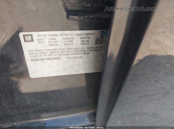 2G4GL5EX1H9193653 2017 BUICK REGAL Black 