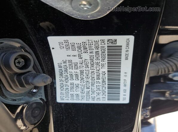 2HGFC2F82MH531424 2021 HONDA CIVIC Черный Вид подкапотного пространства