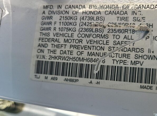 2HKRW2H50MH684686 2021 HONDA CR-V  