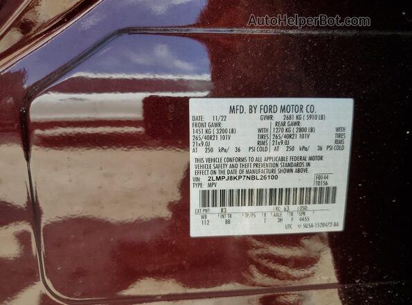 2LMPJ8KP7NBL26100 2022 LINCOLN NAUTILUS Purple 