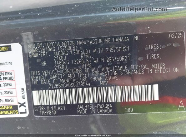 2T2BBMCA0SC079544 2025 LEXUS RX Gray 