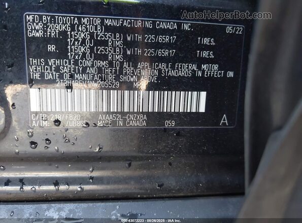 2T3H1RFV1NW205529 2022 TOYOTA LE Black Շարժիչի բաժամունքի տեսք