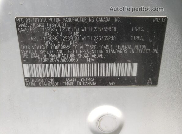 2T3RFREV4JW699869 2018 TOYOTA RAV4 White 