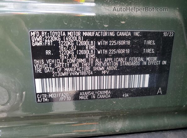 2T3UWRFV4RW188764 2024 TOYOTA RAV4 Green 