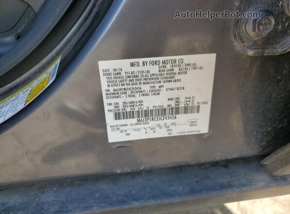 MAJ3P1RE2JC243456 2018 FORD ECOSPORT Gray 
