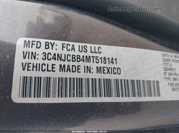 3C4NJCBB4MT518141 2021 JEEP COMPASS Gray Вид підкапотного простору
