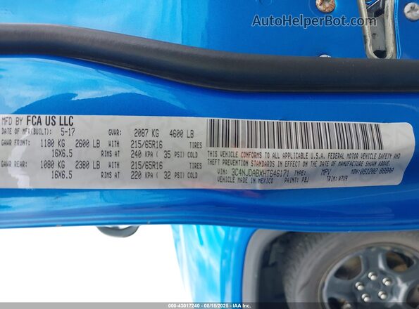 3C4NJDABXHT646171 2017 JEEP NEW COMPASS Blue 