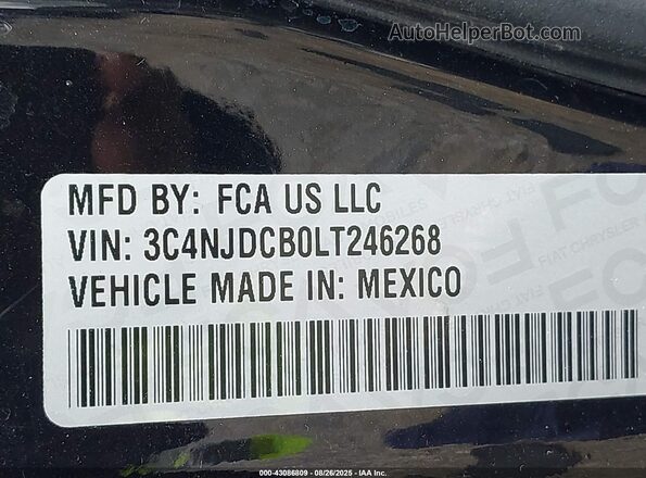 3C4NJDCB0LT246268 2020 JEEP COMPASS Черный Вид подкапотного пространства