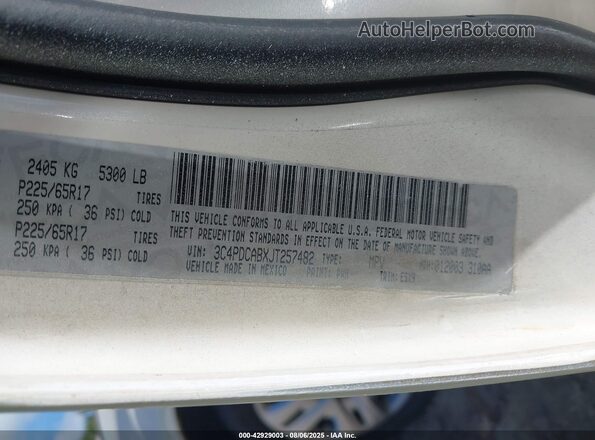 3C4PDCABXJT257482 2018 DODGE JOURNEY White 
