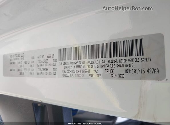 3C6TRVDG8LE105041 2020 RAM PROMASTER 2500 White Engine compartment view