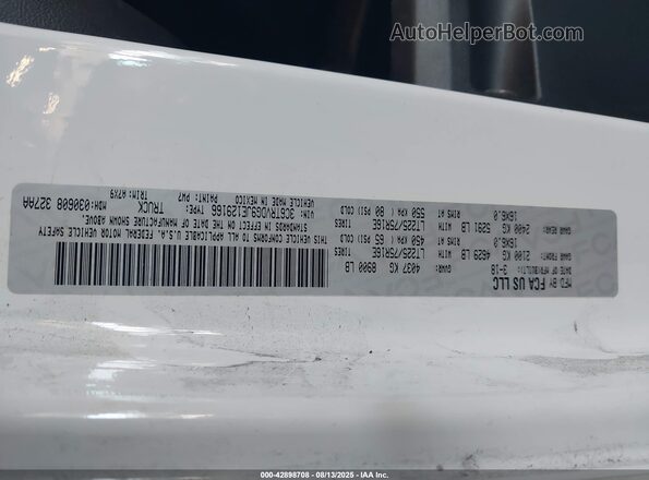 3C6TRVDG9JE129166 2018 RAM PROMASTER 2500 White 