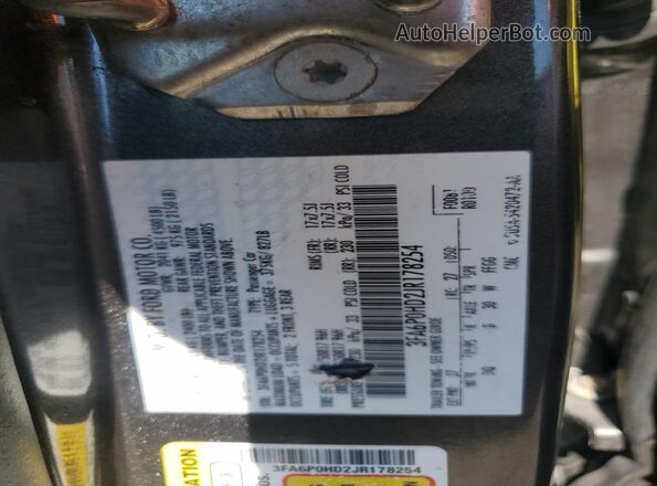 3FA6P0HD2JR178254 2018 FORD FUSION Gray 