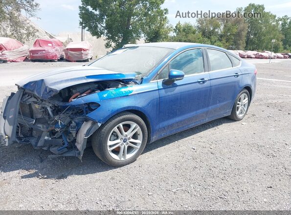 3FA6P0LU5JR128679 2018 FORD FUSION HYBRID Синий Передняя левая четверть