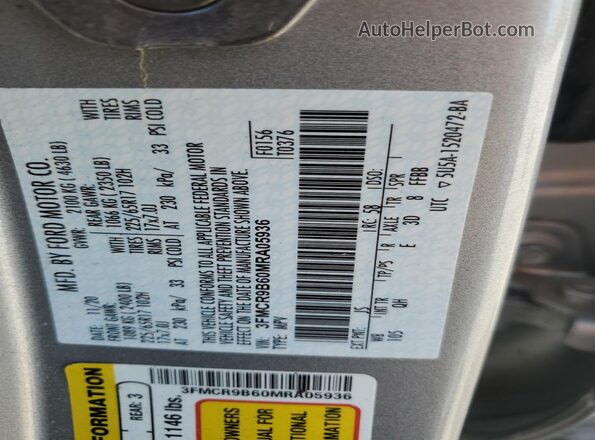 3FMCR9B60MRA05936 2021 FORD BRONCO Silver 