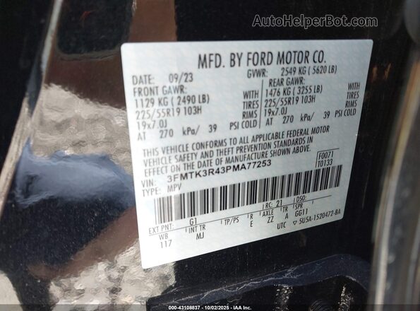 3FMTK3R43PMA77253 2023 FORD MUSTANG MACH-E PREMI Black Շարժիչի բաժամունքի տեսք