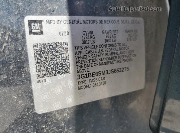 3G1BE6SM3JS653275 2018 CHEVROLET CRUZE Gray 