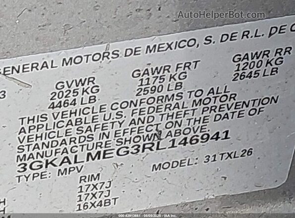 3GKALMEG3RL146941 2024 GMC TERRAIN Gray Вид підкапотного простору