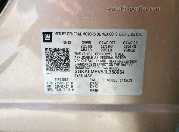 3GKALMEV5JL358954 2018 GMC TERRAIN Золотой 
