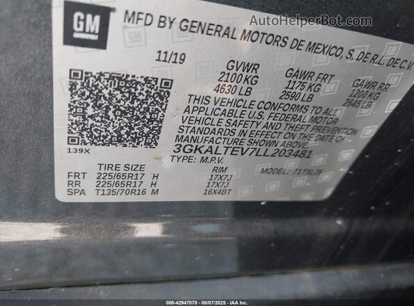 3GKALTEV7LL203481 2020 GMC TERRAIN Gray Вид підкапотного простору