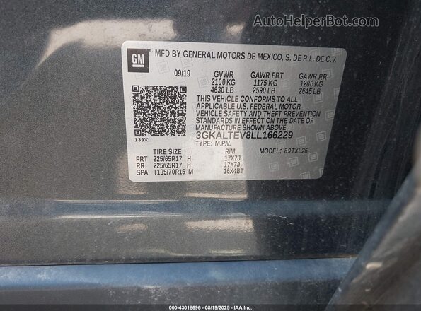 3GKALTEV8LL166229 2020 GMC TERRAIN Gray Շարժիչի բաժամունքի տեսք