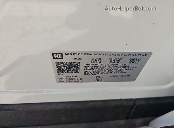 3GNAXFEG2PL252569 2023 CHEVROLET EQUINOX  Панорамный вид салона 360°