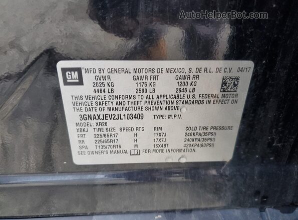 3GNAXJEV2JL103409 2018 CHEVROLET EQUINOX Black 