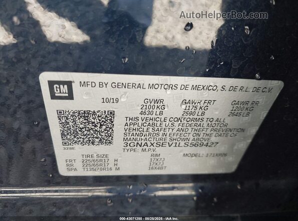 3GNAXSEV1LS569427 2020 CHEVROLET EQUINOX Black Вид підкапотного простору