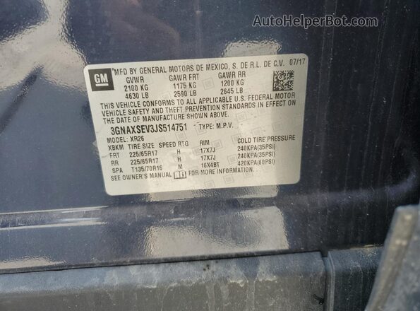 3GNAXSEV3JS514751 2018 CHEVROLET EQUINOX Синий 