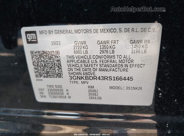 3GNKBDR43RS166445 2024 CHEVROLET BLAZER Black 