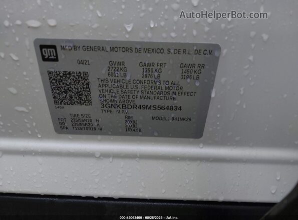3GNKBDR49MS564834 2021 CHEVROLET BLAZER Red Widok komory silnika
