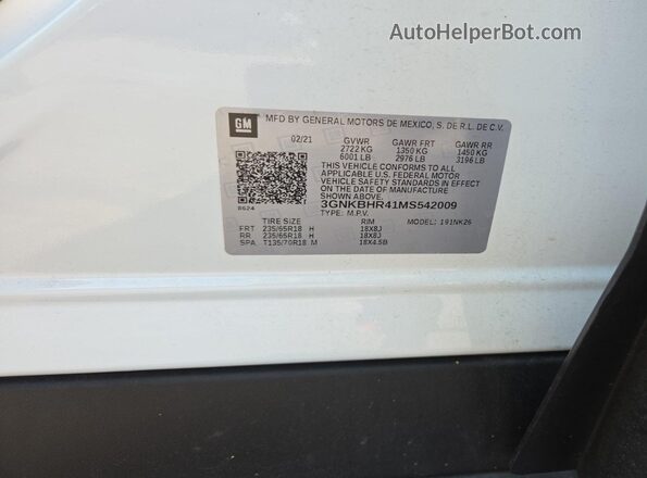 3GNKBHR41MS542009 2021 CHEVROLET BLAZER  