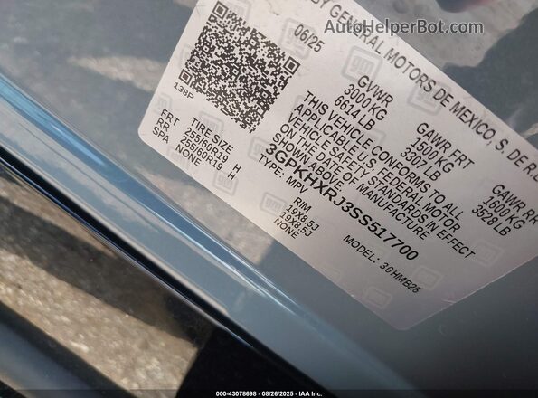 3GPKHXRJ3SS517700 2025 HONDA PROLOGUE Gray Շարժիչի բաժամունքի տեսք