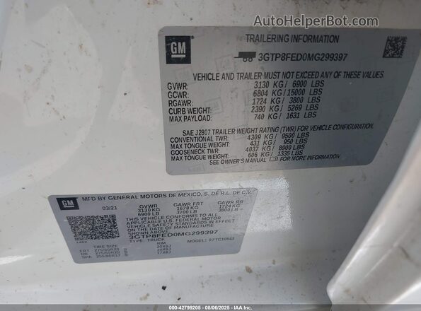 3GTP8FED0MG299397 2021 GMC SIERRA White Engine compartment view