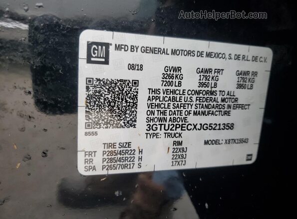 3GTU2PECXJG521358 2018 GMC SIERRA Black 