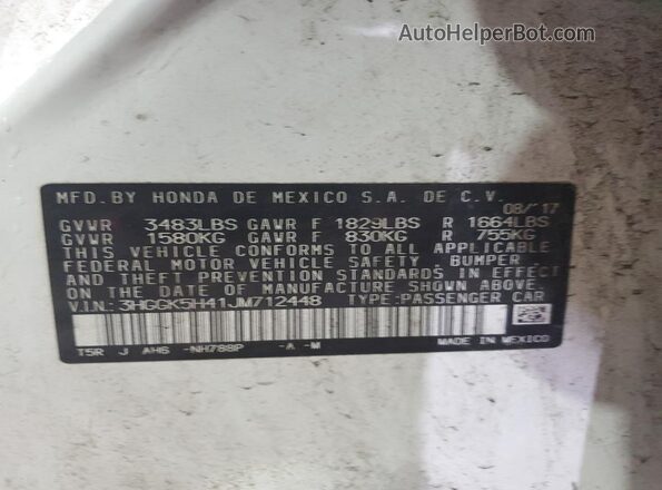 3HGGK5H41JM712448 2018 HONDA FIT Белый 