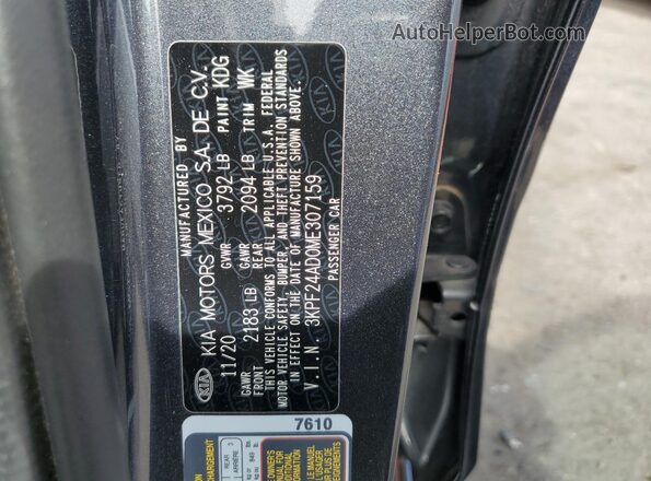3KPF24AD0ME307159 2021 KIA FORTE Gray ძრავის განყოფილების ხედი